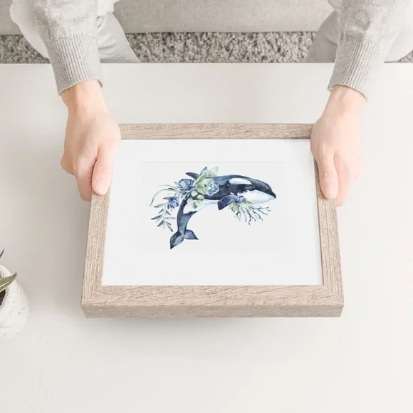 Watercolor Orca Whale Wall Art Illustration Print Unframed - Picture 8 of 9